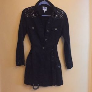 Long black jacket with studd and button detail